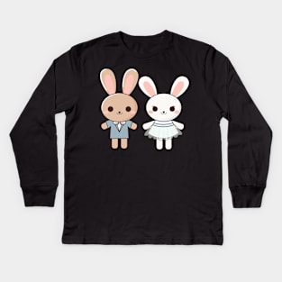 Rabbit Couple Design Kids Long Sleeve T-Shirt